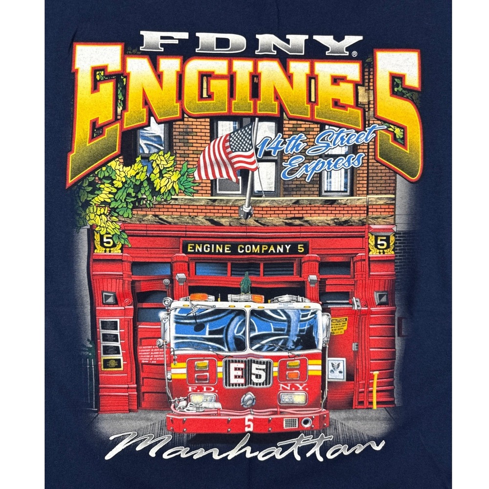 FDNY Engine Company 5 14th Street Express Navy Blue Graphic T-Shirt Mens XL - Picture 7 of 7
